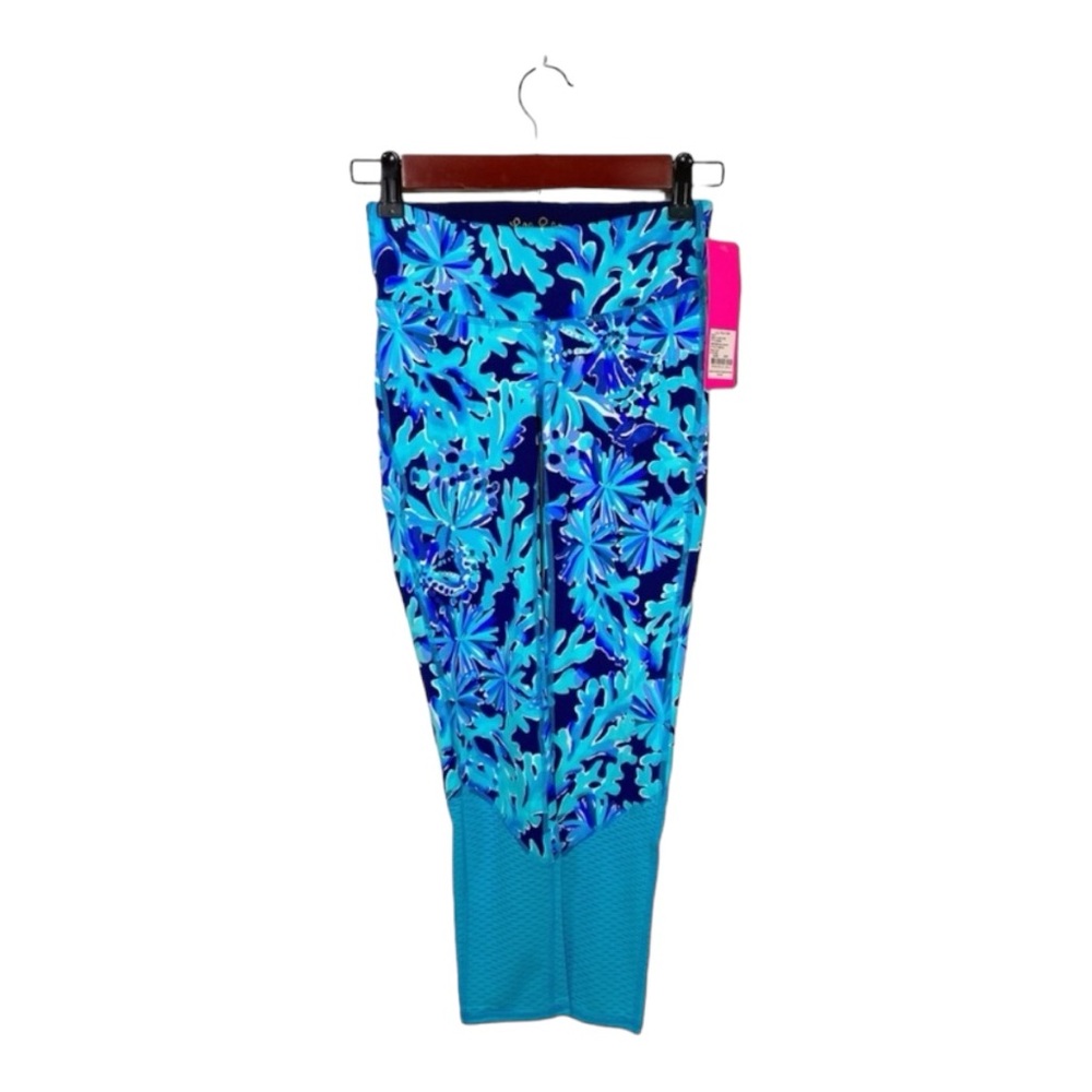 Lilly Pulitzer Luxletic Weekender Midi Leggings In Too Deep Blue Floral XXS